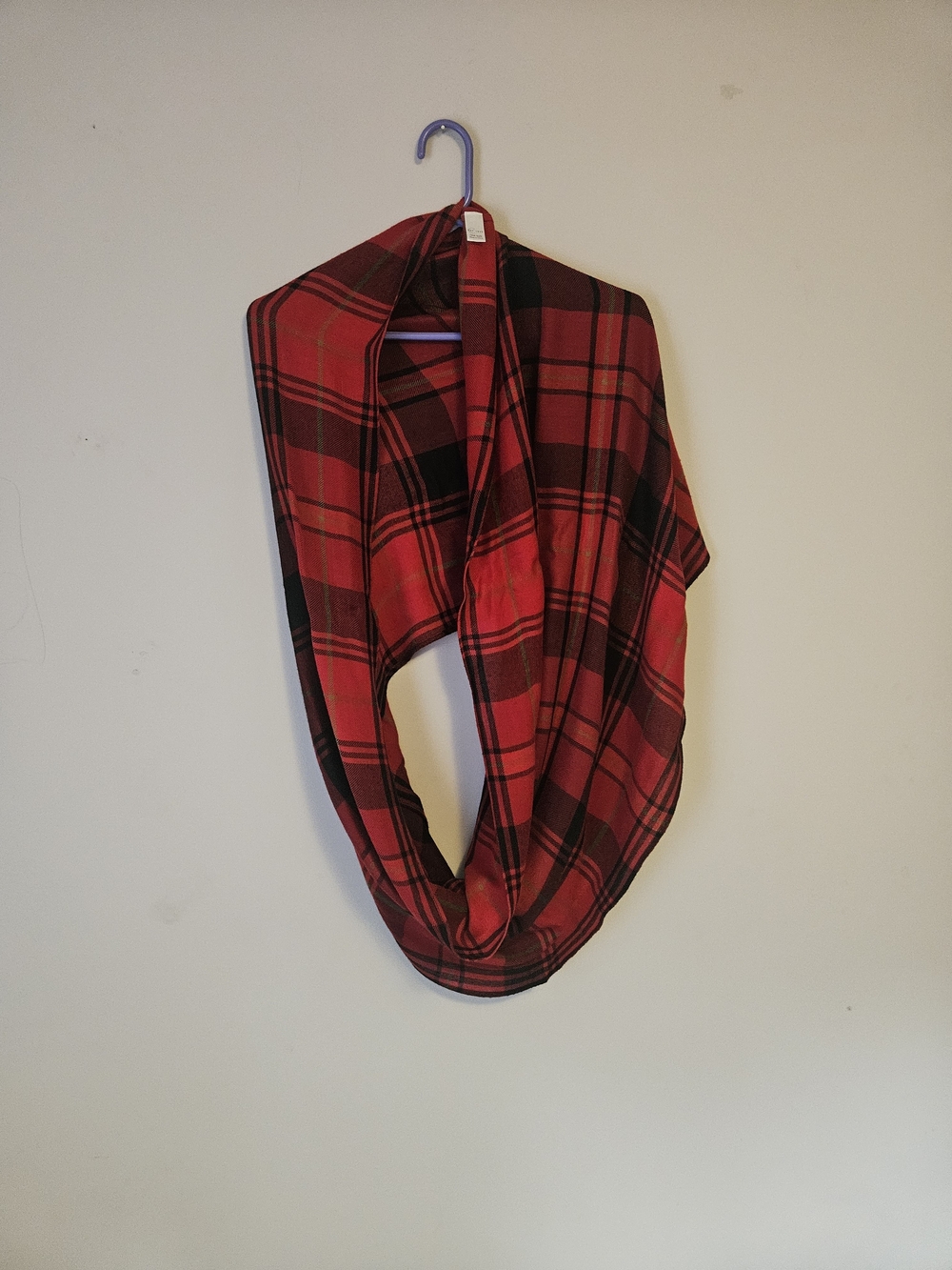 Red & Black Plaid Infinity Scarf